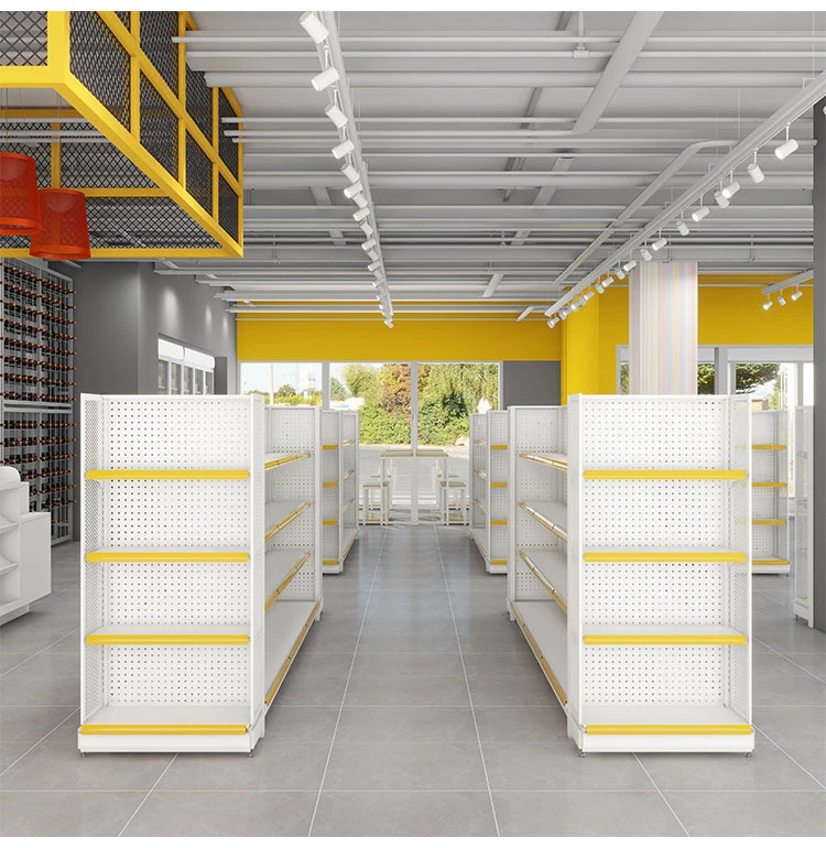 pegboard gondola shelving with deck for retail-3 pegboard gondola shelving with deck for retail-3
