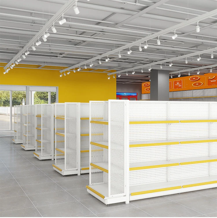 pegboard gondola shelving with deck for retail-1 pegboard gondola shelving with deck for retail-1
